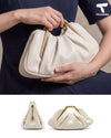 Women's Gold Frame Pleated Clutch Bag with Top Handle
