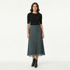 High-Waist Lace-Hem Midi Skirt