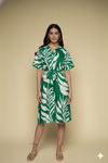 Leaf Print Button Down Midi Dress for girls