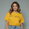 Women's Text Printed Short Sleeve Crop Top