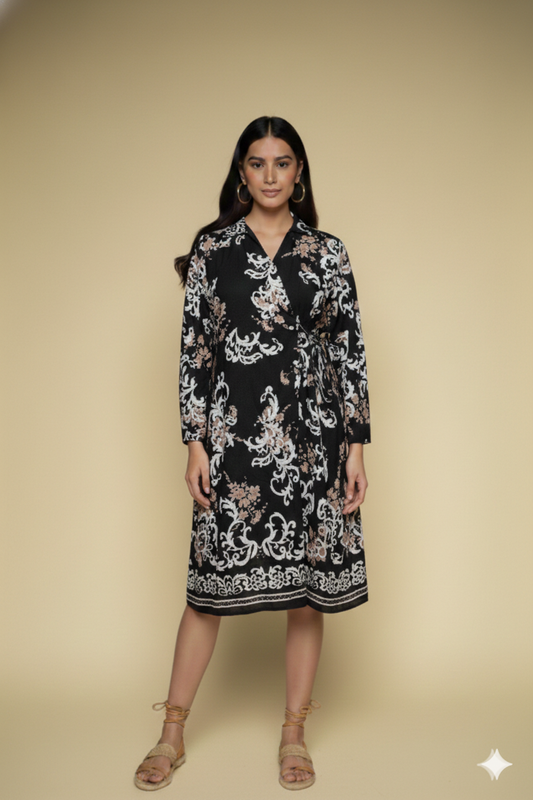 Floral Print Button-Down Dress for girls