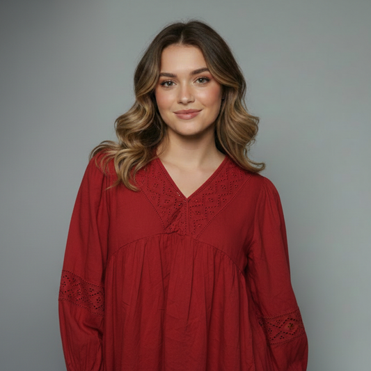 Women's Embroidered Boho Blouse Top