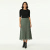 High-Waist Lace-Hem Midi Skirt