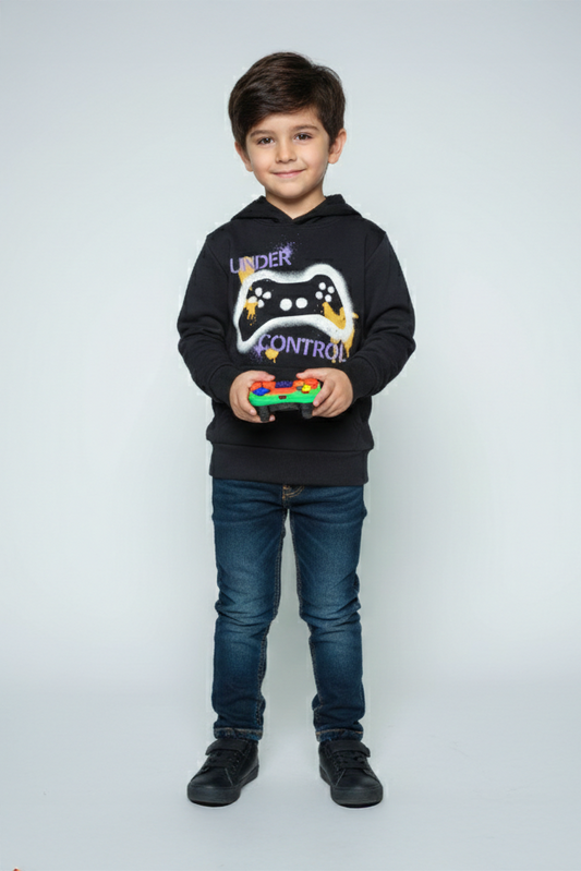 Graphic Printed Hooded Cotton Sweatshirt Boy