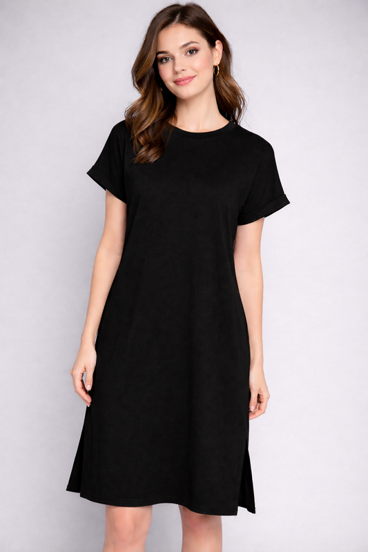 Women's Rolled Sleeve T-shirt Dress