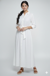 White Belted Button-Down Maxi Dress for girls
