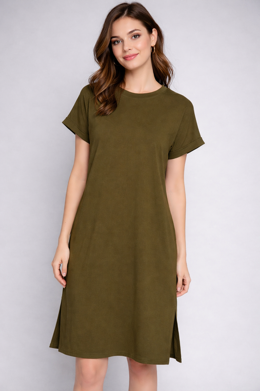 Women's Rolled Sleeve T-shirt Dress