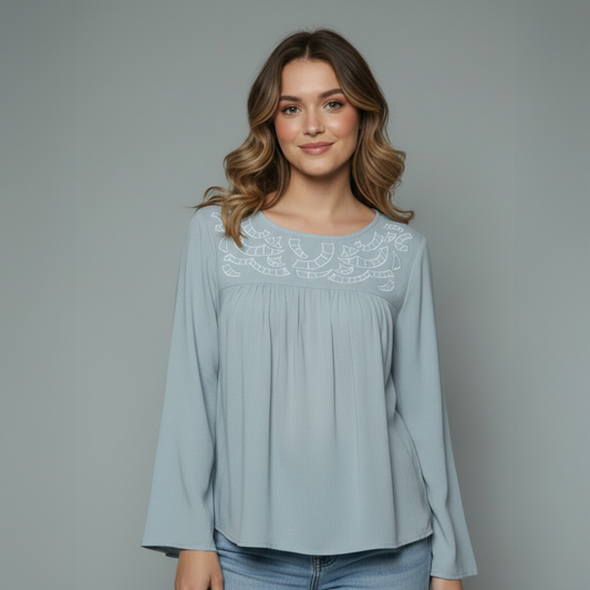Long-Sleeve Embroidered Blouse for girls