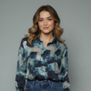 Women's Abstract Print Button-Down Shirt Blouse