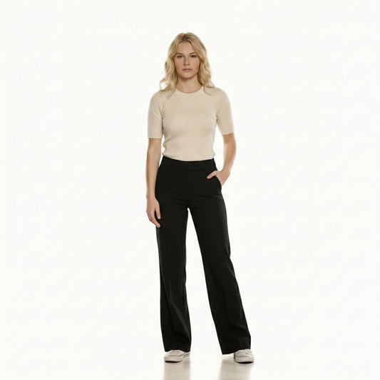 High-Waist Wide-Leg Tailored Trousers