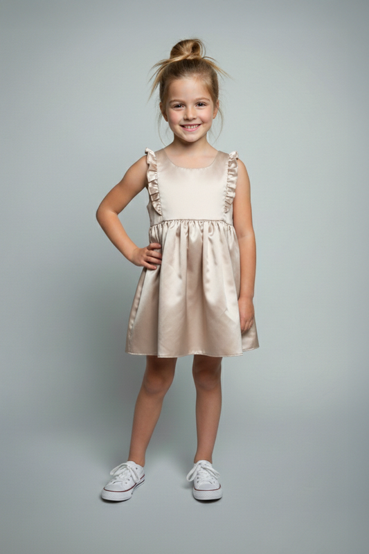 Sleeveless Ruffle Trimmed Girl Dress