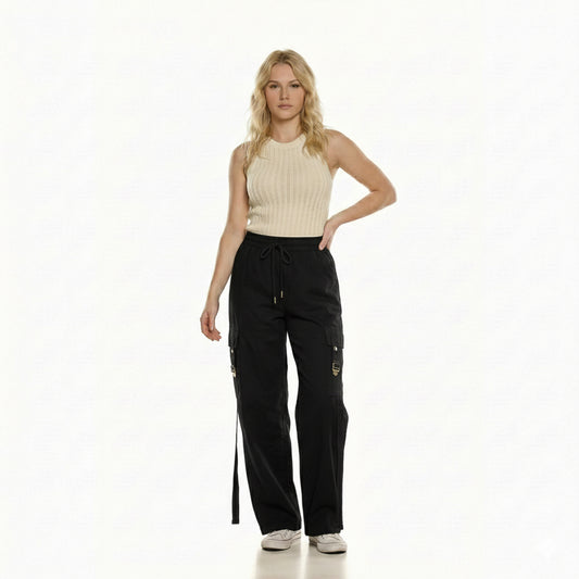 High-Waist Strappy Utility Cargo Trouser