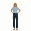 High-Waist Acid Wash Cargo Jeans