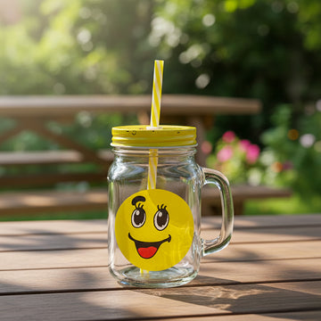 Glass Jar with smile face