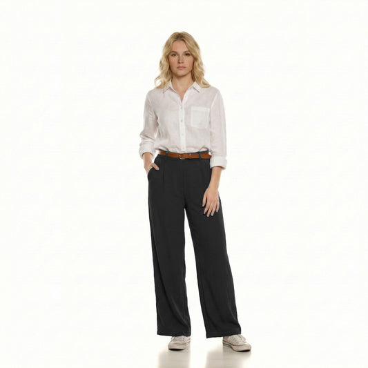 High-Waist Wide-Leg Linen Trouser
