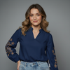 Women Long-Sleeve Embroidered Blouse