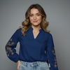 Women Long-Sleeve Embroidered Blouse