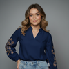 Women Long-Sleeve Embroidered Blouse