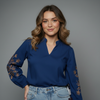 Women Long-Sleeve Embroidered Blouse