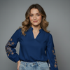 Women Long-Sleeve Embroidered Blouse