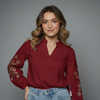 Women Long-Sleeve Embroidered Blouse