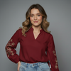 Women Long-Sleeve Embroidered Blouse