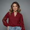 Women Long-Sleeve Embroidered Blouse