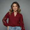 Women Long-Sleeve Embroidered Blouse