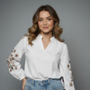 Women Long-Sleeve Embroidered Blouse
