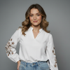 Women Long-Sleeve Embroidered Blouse