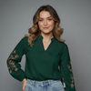Women Long-Sleeve Embroidered Blouse