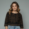 Women's Damask Print Jacquard Boatneck Blouse
