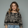 Women's Damask Print Jacquard Boatneck Blouse