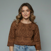 Women's Damask Print Jacquard Boatneck Blouse