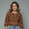 Women's Damask Print Jacquard Boatneck Blouse