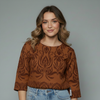 Women's Damask Print Jacquard Boatneck Blouse