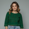 Women's Damask Print Jacquard Boatneck Blouse