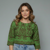Women's Damask Print Jacquard Boatneck Blouse