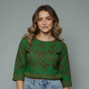 Women's Damask Print Jacquard Boatneck Blouse
