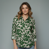 Women's Floral Print Linen Button Shirt Blouse