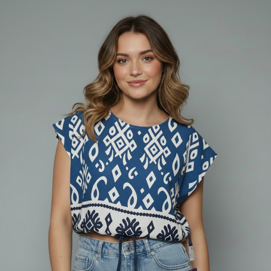 Women's Tribal Print Cotton Casual Blouse