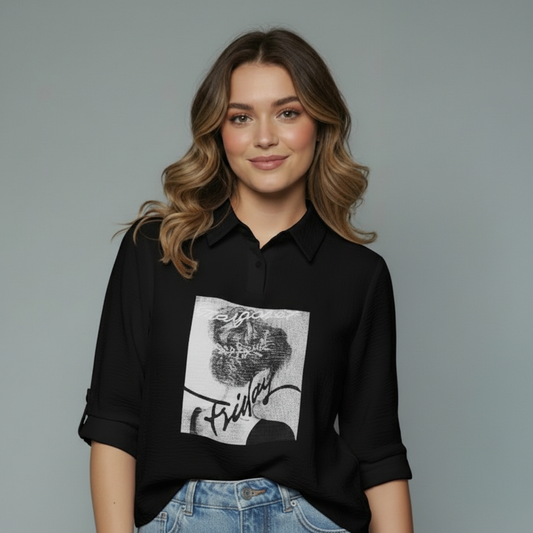 Women's Graphic Printed Polo Top