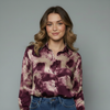 Women's Abstract Print Button-Down Shirt Blouse