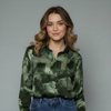 Women's Abstract Print Button-Down Shirt Blouse