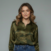 Women's Abstract Print Button-Down Shirt Blouse