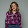 Women's Abstract Print Button-Down Shirt Blouse