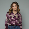 Women's Abstract Print Button-Down Shirt Blouse