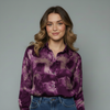 Women's Abstract Print Button-Down Shirt Blouse