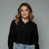 Women's Floral Border Print Button-Down Blouse