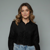 Women's Floral Border Print Button-Down Blouse
